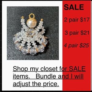 Vintage  Handmade Bead & Safety Pin Angel Brooch